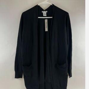 Sweet Romeo Open Cardigan Sweater Women's Size Small Black Long Sleeve w/ Pocket